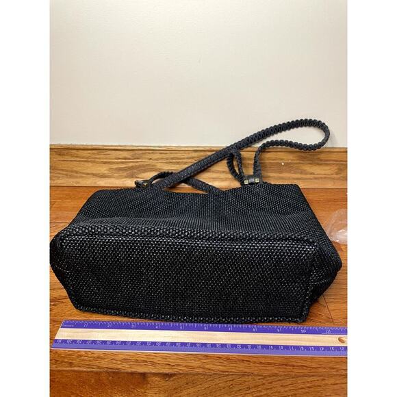 CAPACCIOLI Navy Blue Woven Leather Trim Handbag Made in Italy Luxe Resort Beach - Picture 8 of 9